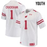 Youth Wisconsin Badgers NCAA #1 Aron Cruickshank White Authentic Under Armour Stitched College Football Jersey NS31I24NL